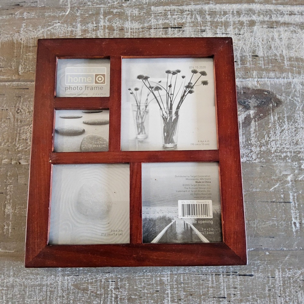 Target Home Photo Frame Dark Stain  Multiple Opening Wood Collage 5-Picture